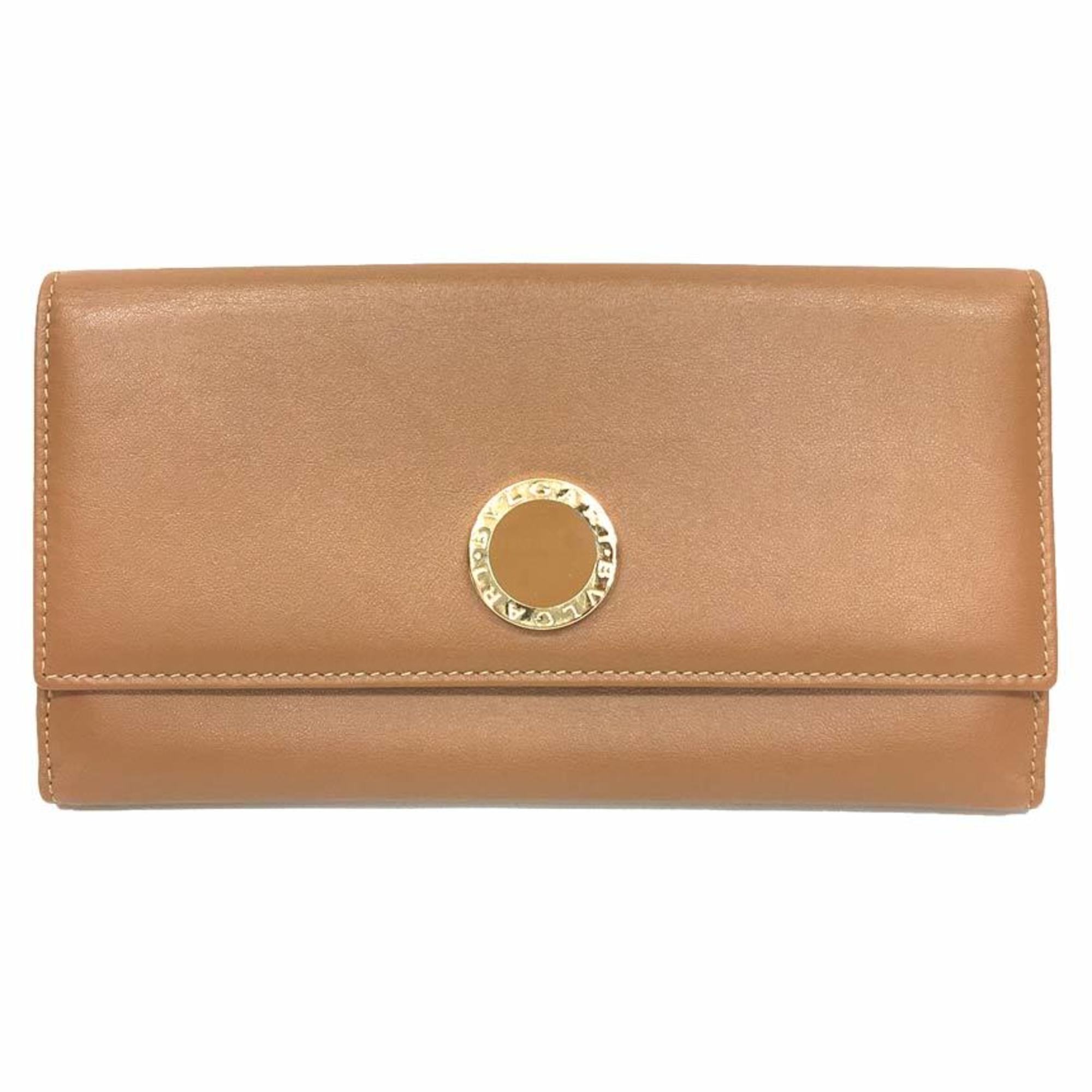 Bvlgari Bvlgar Long Wallet 33385 Woman Longtreble Leather Walnut Brown